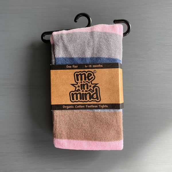 Footless Tights - Stripes - Gray/Blue/Navy