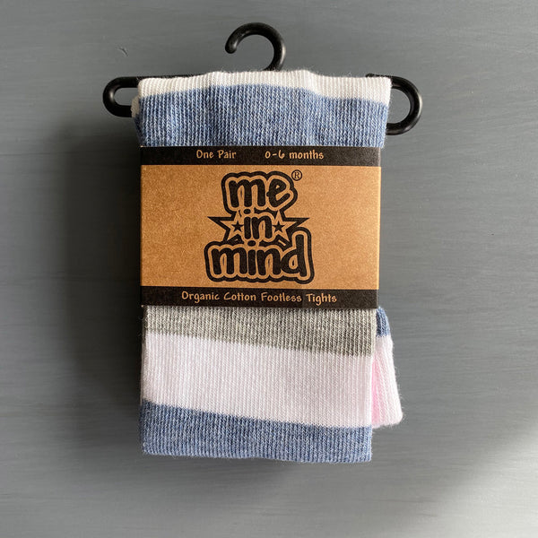 Footless Tights - Stripes - Pink/White/Blue