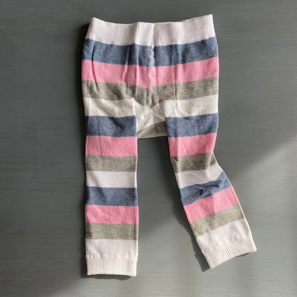 Footless Tights - Stripes - Pink/White/Blue