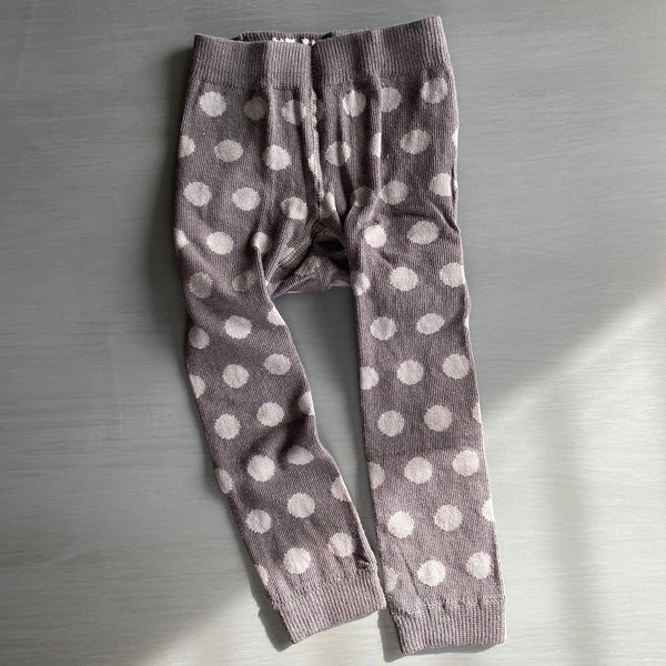 Footless Tights - Polka Dots - Charcoal/Gray