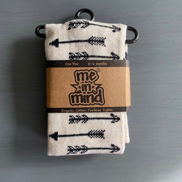 Footless Tights - Arrows - Beige/Black