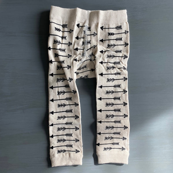 Footless Tights - Arrows - Beige/Black