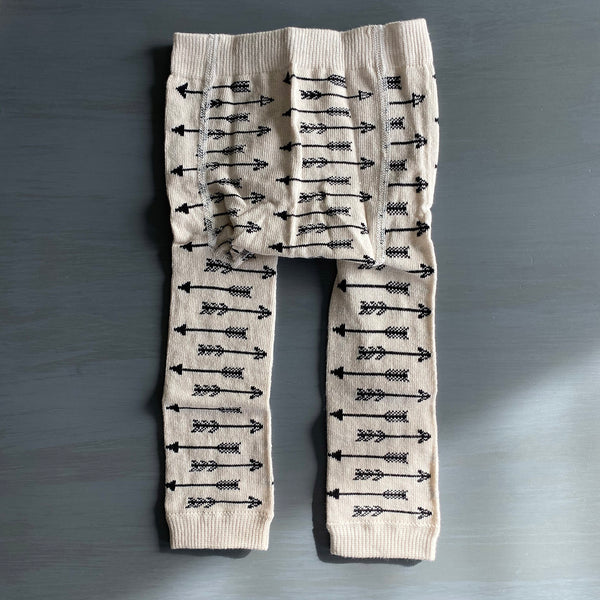 Footless Tights - Arrows - Beige/Black