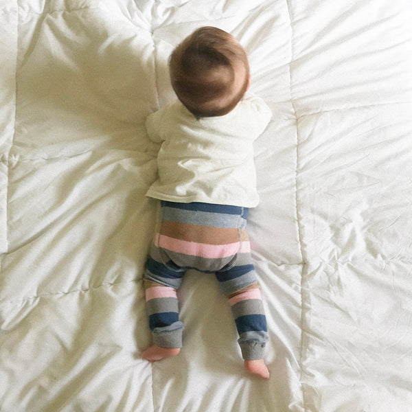 Footless Tights - Stripes - Gray/Blue/Navy