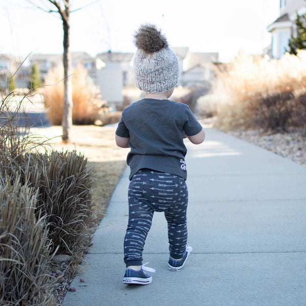 Footless Tights - Arrows - Charcoal/Gray