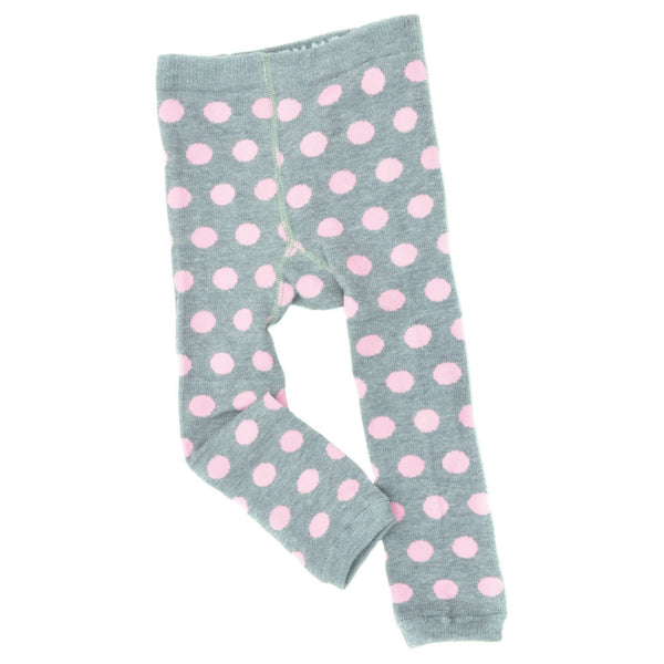 Footless Tights - Polka Dots - Gray/Lt.Pink