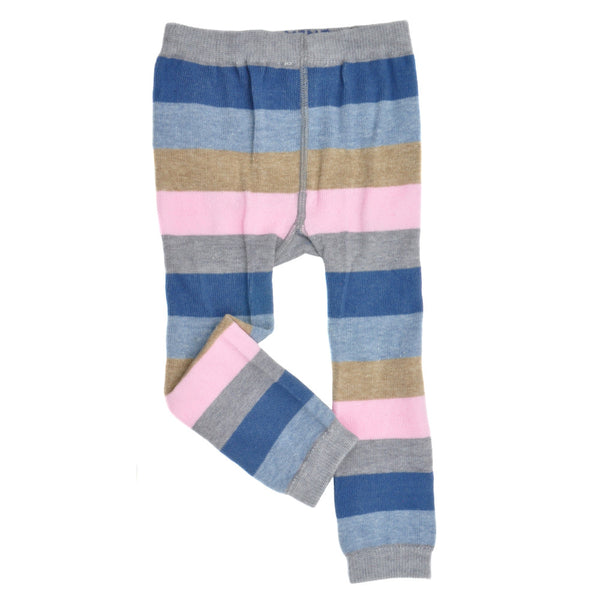 Footless Tights - Stripes - Gray/Blue/Navy
