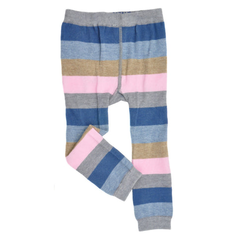 Footless Tights - Stripes - Gray/Blue/Navy